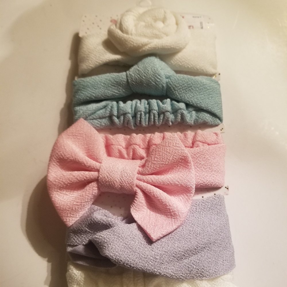 Infant Girl Headbands New 3 Months Fancy Bows Set Of 5
